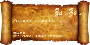 Zsingor Zsanett névjegykártya